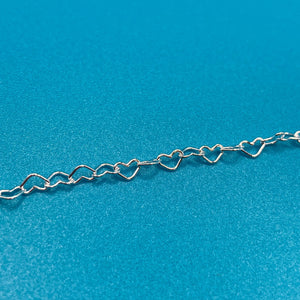 Heart Linked Chain approx. 2.8mm 7" Italy New 925 Sterling Silver Bracelet SKU B191