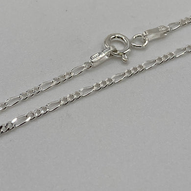Figaro approx. 1.39MM 2 Side Diamond Cut Made in Italy New 925 Sterling Silver Necklace SKU N227